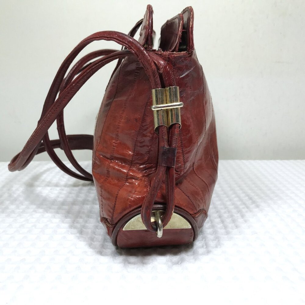 Vintage Oxblood Eelskin Shoulder Bag Korea - Picture 5 of 16